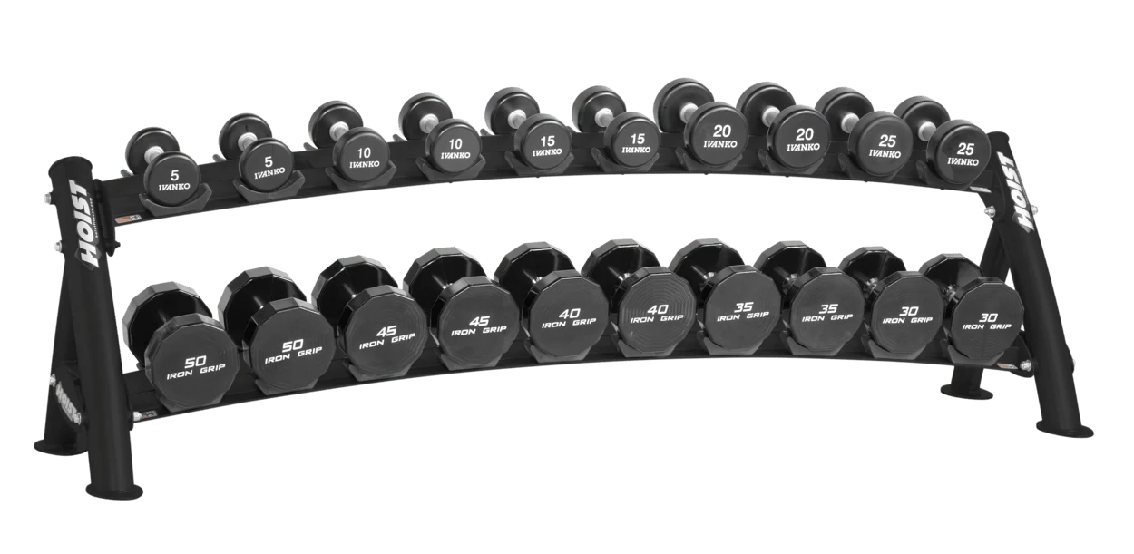 HOIST 2-Tier Horizontal Dumbbell Rack - Commercial fitness equipment