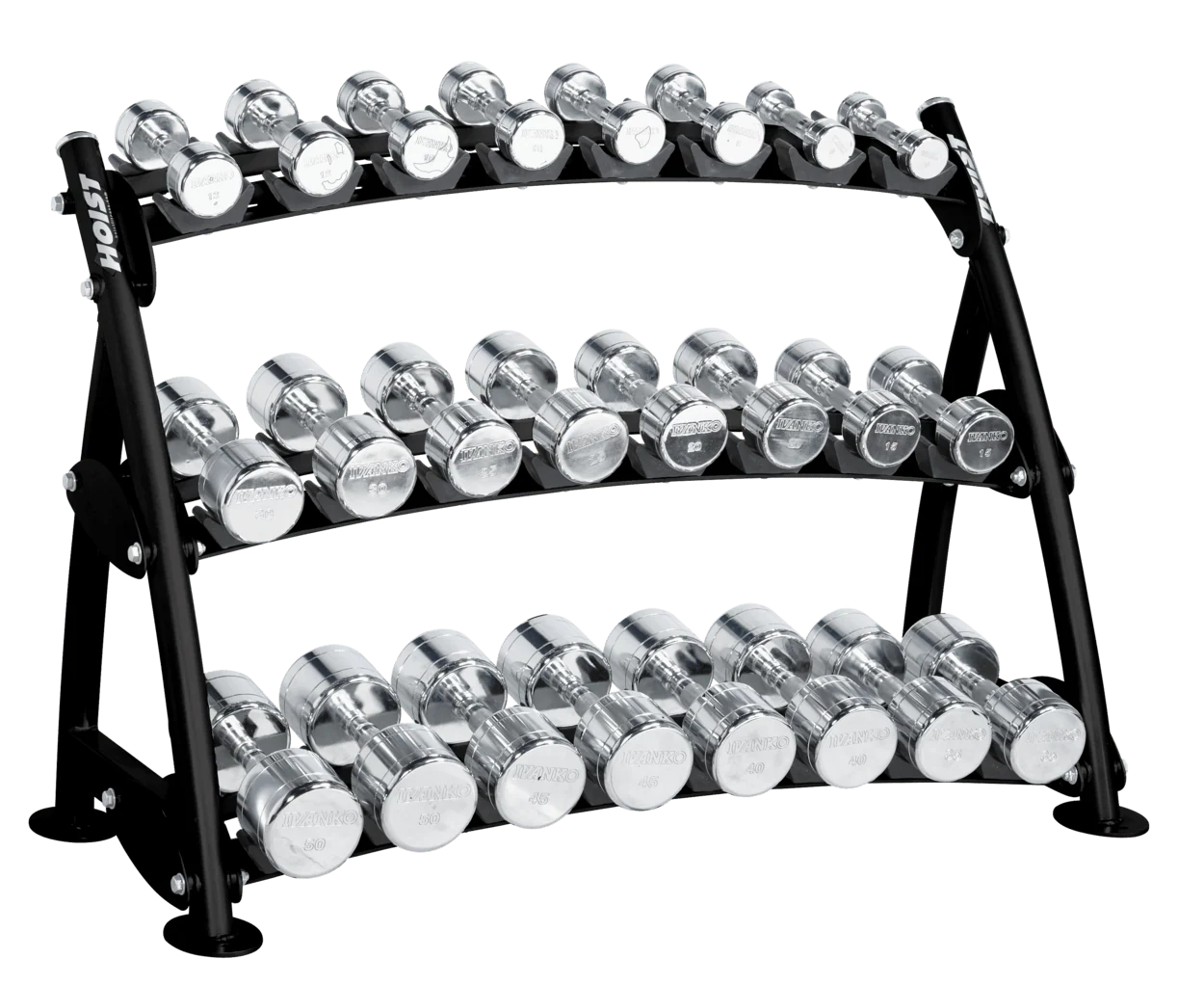 HOIST 3-Tier Horizontal Beauty Bell Rack - Commercial fitness equipment