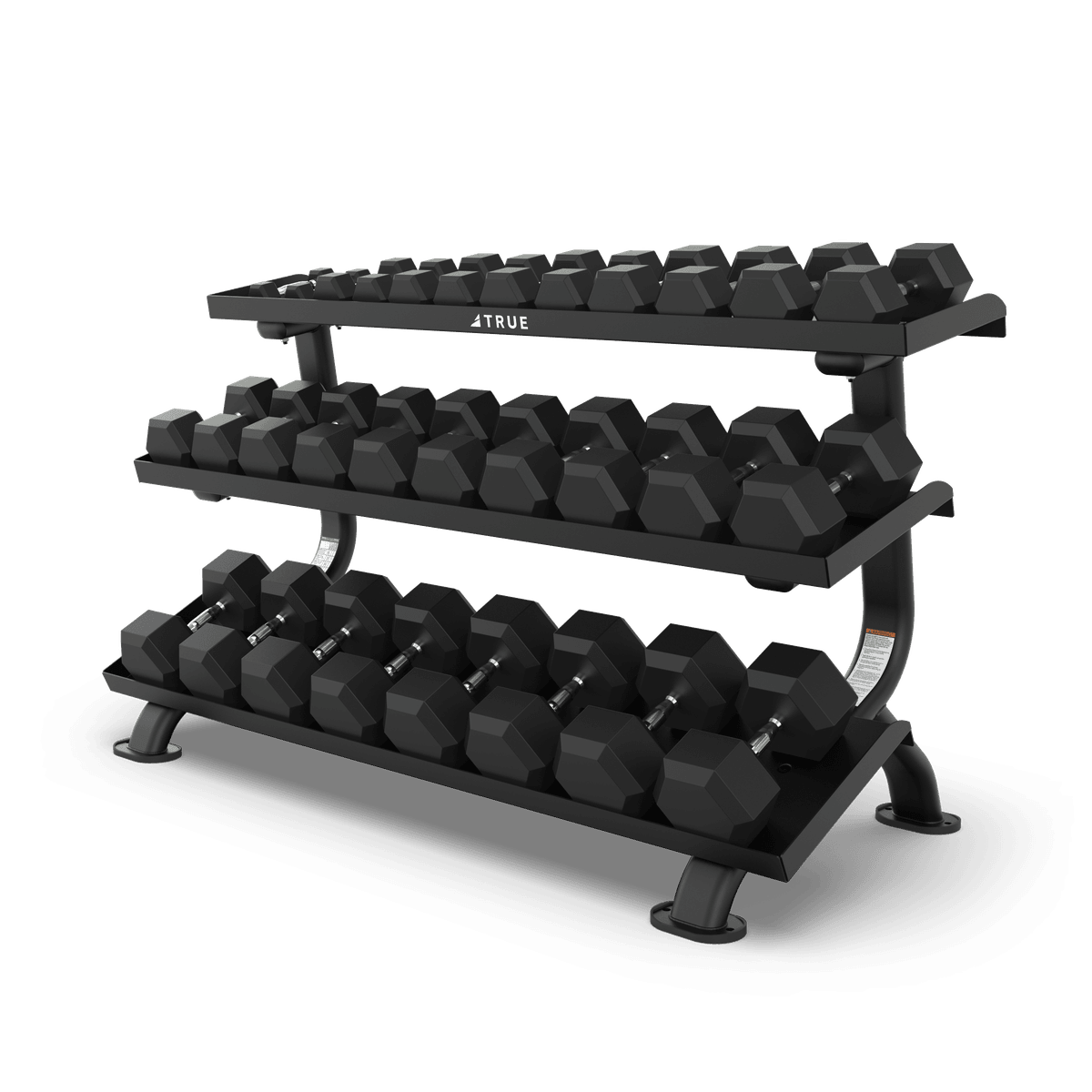 TRUE SF1075 3-TIER FLAT TRAY DUMBBELL RACK (5-75 LB) - Commercial fitness equipment